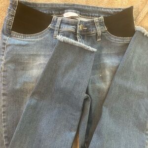 Stretch Maternity Jeggings in Light Blue with Elastic Waist Panel